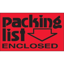 3 x 5 in. - Packing List Enclosed Fluorescent Red Labels