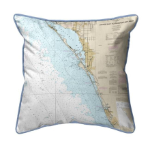Venice - Lemon Bay to Passage Key Inlet, FL Nautical Map Extra Large Zippered Indoor & Outdoor Pillow - 22 x 22 in.