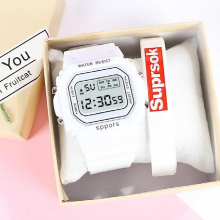 Digital Watch Waterproof Unisex Luminous Version Of Matcha Green Square Sports Watch