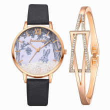Watch For Women Removable Rhinestones Rabbit Dress Ladies Wrist Watch Purple Quartz Clock reloj