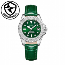 SHARONDS Quartz watch womens watch green diamond ladies watch women