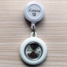 Personalized Engraved with Your Name Silicone Lapel Clip Retractable Stretchable Adjustable Fob Nurse Watch