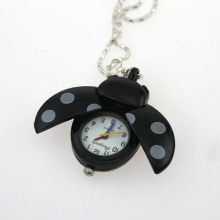Drop Colorful Ladybug Fob Clock Necklace Pocket Pendant Dress Quartz Watch GL02