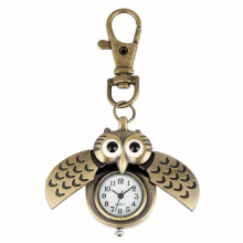 Bronze Owl Keychains Pocket Watch Fob Chain Golden Key Chains Flip Case Hour Clock Animals Pocket Watches for Men Women Kid