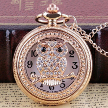 Pocket Watch Top Owl Skeleton Dial Chain Pendant Ladies Quartz Pocket Fob Watches Gift relojes de bolsillo