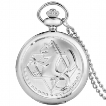 Fullmetal Alchemist Anime Themed Quartz Pocket Watch Necklace Clock Roman Numerals Dial Sweater Chain Pendant Vintage Watches
