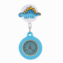 Retractable Lovely Cartoon Dinosaur Kids Boys Girls Children Students Bags Hang Watch Nurse Doctor Hospital Pocket Watch Clock