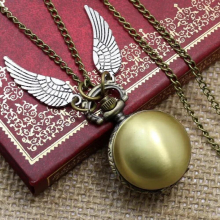 Woman Lady Wings Birds Antique Steampunk Pocket Watch with Chain Necklace