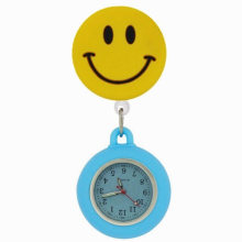 Colourful Kids Children Boys Girls Students Retractable Pocket Bags Hang Watches Smile Peace Sign Nurse Doctor Watch Clock