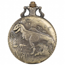 Punk Vintage Dinosaur Display Quartz Pocket Watch Bronze Necklace Watch Unique Antique Pendant Clock for Boys Girls