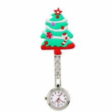 Christmas Santa Claus Alloy Chain Clip Hang Nurse Doctor Pocket Watches Hospital Snowman Reindeer Trees Socks Gift Watch Clock