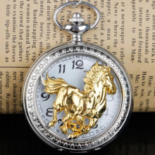 Quartz Pocket Watch Necklace Horse Hollow Pendant Watch High Clock Gift Style