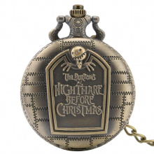 Antique Bronze Nightmare Themed Quartz Pocket Watch Fob Chain Pendant Pocket Clock Unisex Gift Vintage Watches
