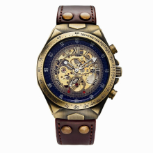 Vintage Mechanical Automatic Watch Men Steampunk Skeleton Self Winding Watch Retro Leather Wristwatch Male Clock montre homme
