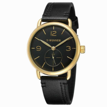 T-WINNER casual mens watch dial case leather strap mechanical watch
