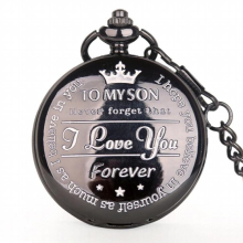 To My Son Quartz Pocket Watch Vintage Roman Numeral fob watches Pendant Clock Birthday for Boys
