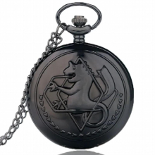Silver/Bronze Tone Fullmetal Alchemist Pocket Watch Cosplay Edward Elric Anime Pendant Necklace Chain Boys Christmas Gift
