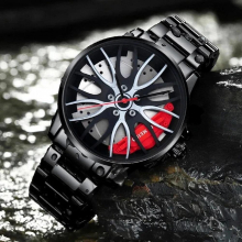 Non-Mechanical Mens Watch for Racing Wheel Hub Automatic Movement Sports Hand Clock Male Quartz Wristwatch