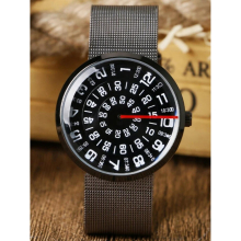 Personalised Alloy Mesh Strap Watch Creative Turntable Number Dial Watch Men Women Unisex Bangle Quartz Relogios