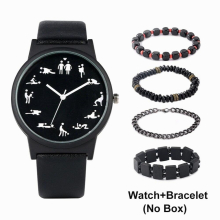 Creative Quartz Watch for Men Special Dial Pattern Leather Watch Bracelet Set Anniversary Gift for Boyfriend Reloj Hombre