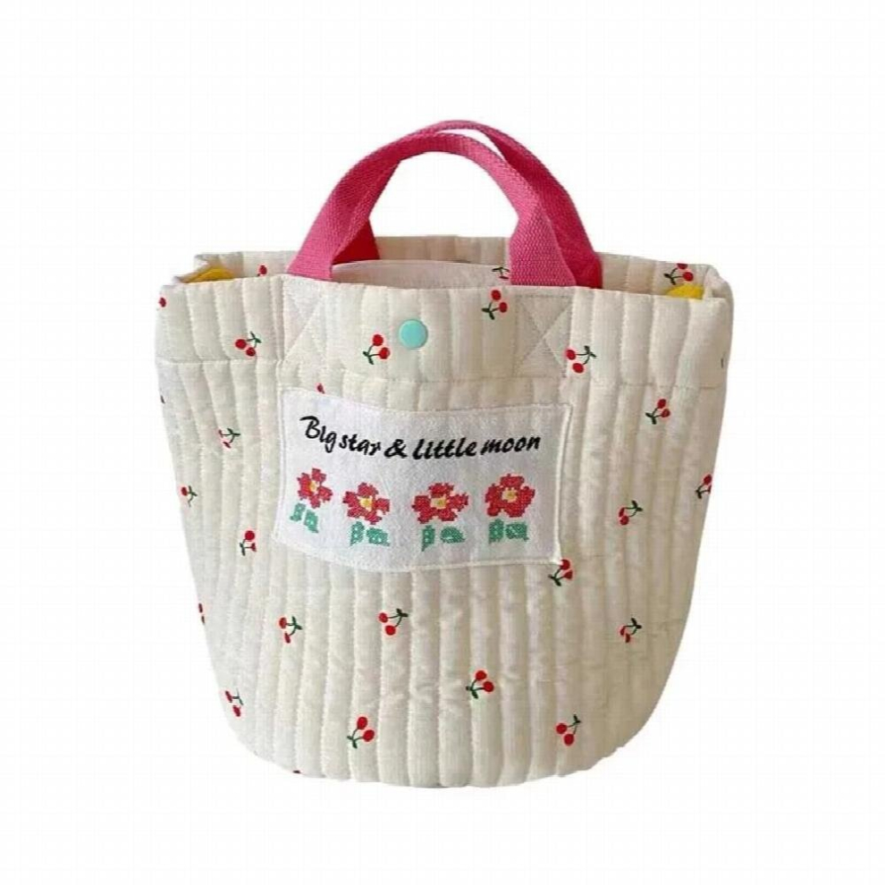 Cherry Pattern Spring Diaper Bags Cotton Canvas Mommy Handbags Childrens Shoulder Messenger Bag