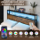 Costway Double Size Bed Frame Metal Bed Platform LED Light Headboard & 4 Storage Drawers 5