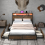 Costway Double Size Bed Frame Metal Bed Platform LED Light Headboard & 4 Storage Drawers 3