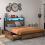 Costway Double Size Bed Frame Metal Bed Platform LED Light Headboard & 4 Storage Drawers 7