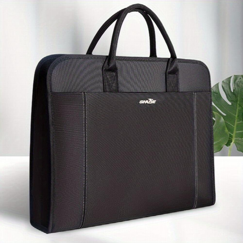 Mens Portable Briefcase Canvas Office File Bag Information Conference Bag Laptop Bag Business Bag Black 885674645524