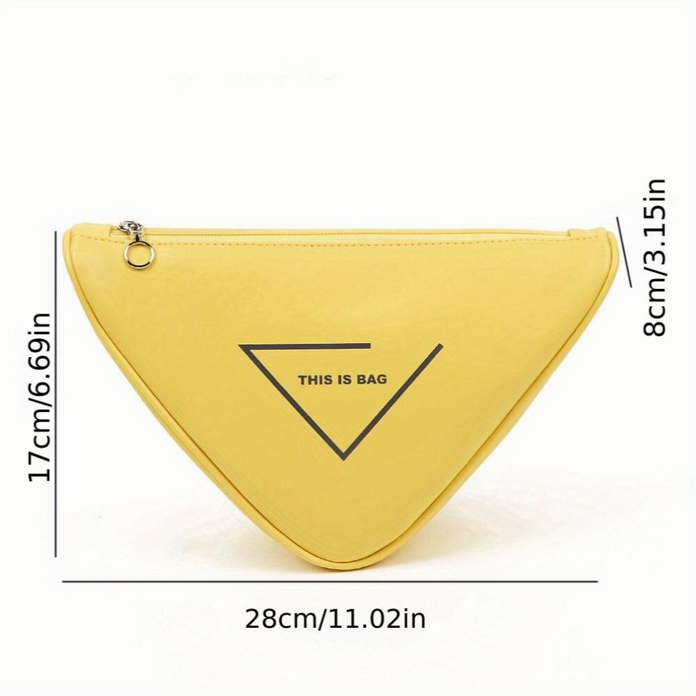 Triangle PU Leather Cosmetics Bags Portable Waterproof Zipper Toiletry Bag Travel Storage Bag