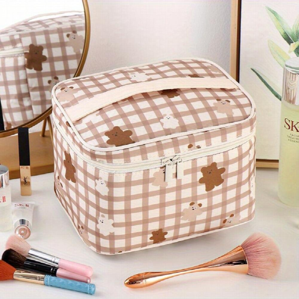 Multicoloured Cartoon Graphic Makeup Bag For Travel Portable Large Capacity Cosmetic Bag