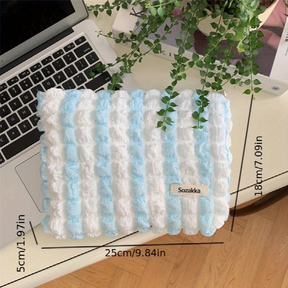 Large Capacity Cosmetic Bags Seersucker Striped Travel Toiletry Bag Portable Travel Storage Pouch