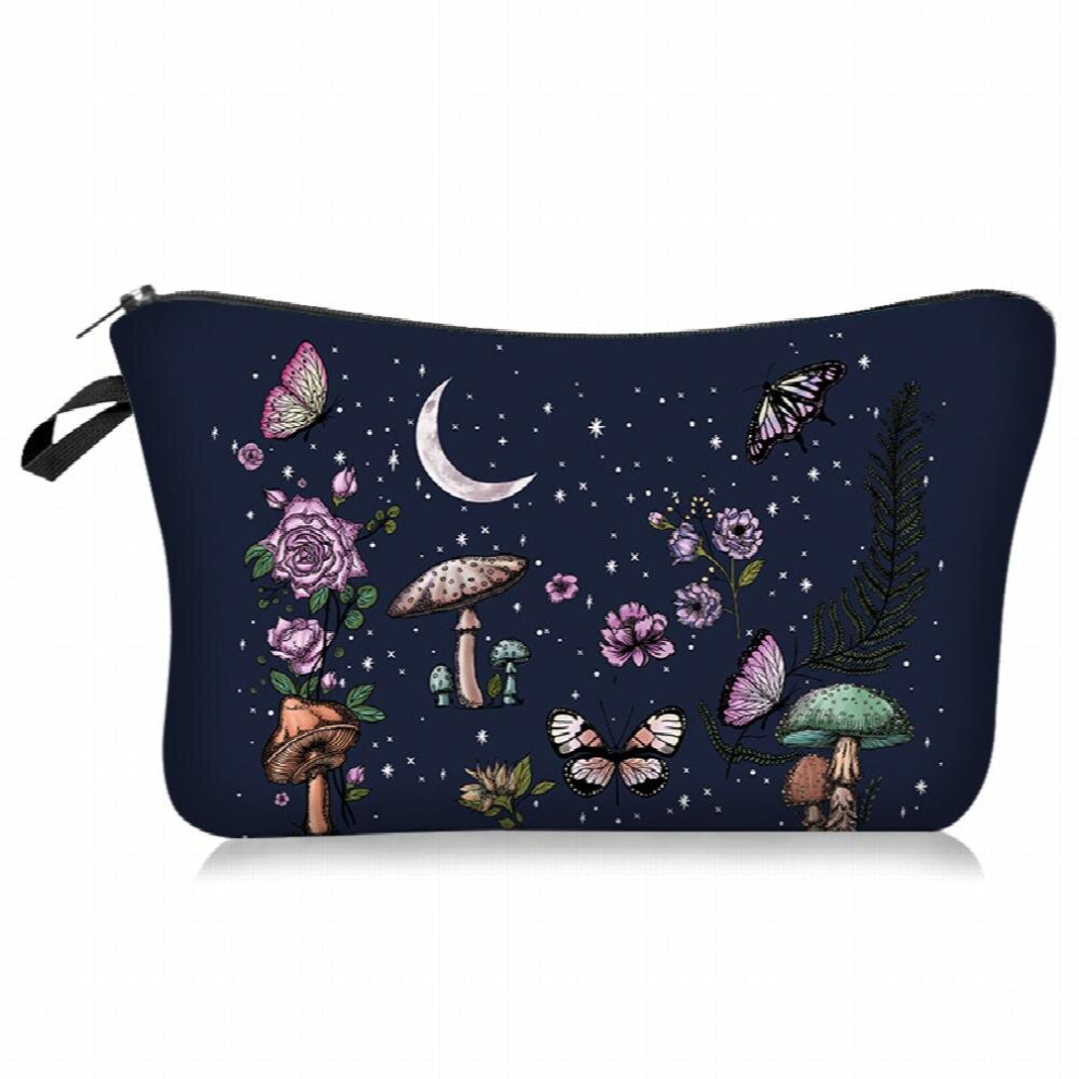 Multicoloured Moon Butterfly Cosmetics Bag Hand Held Storage Bag Portable Travel Toiletry Bag
