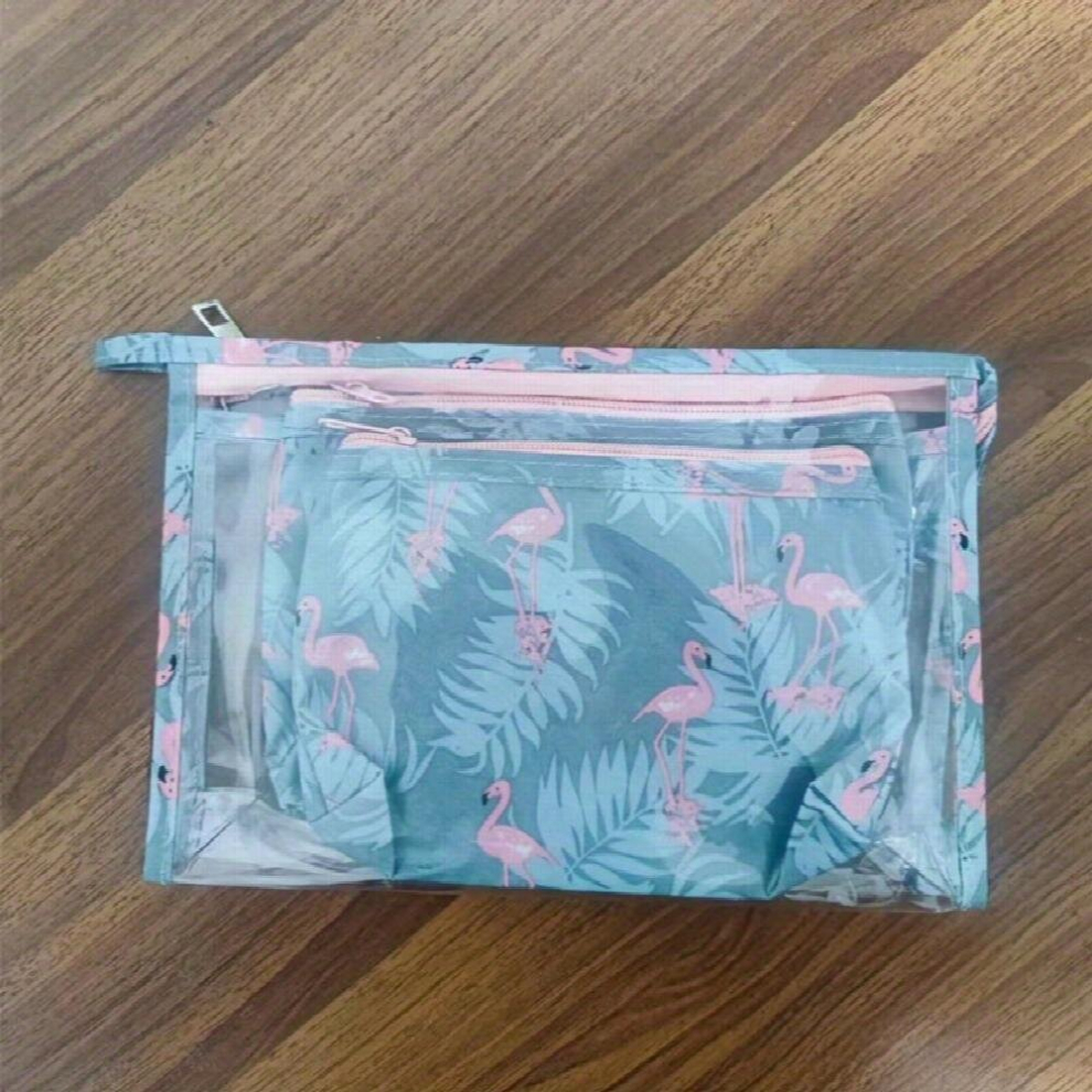 Multicoloured 3Pcs Set Large Capacity Transparent Pvc Cosmetic Bag Portable Waterproof And Dust Proof Travel Toiletry Storage Bag