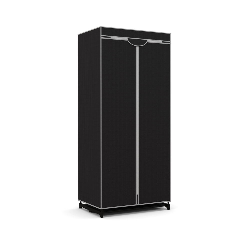 Single Fabric Wardrobe Folding Clothes Closet with Hanging Rail and Zippers