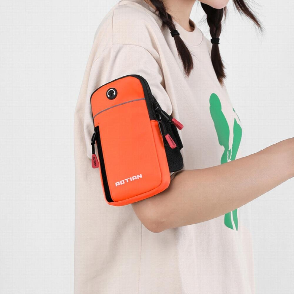 Sports Running Armband Bag Outdoor Workout Phone Bag Breathable Fitness Wrist Bag With Earphone Hole Orange 885674666512
