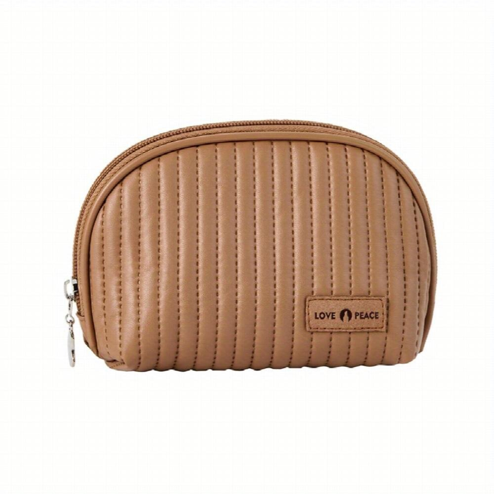 Brown Ultrasonic Embossed Cosmetic Bag Handbag Large Capacity Travel Portable Toiletry Bag
