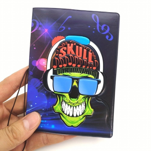 1pc Rock Skull Pattern Passport Halter Ticket Halter 1