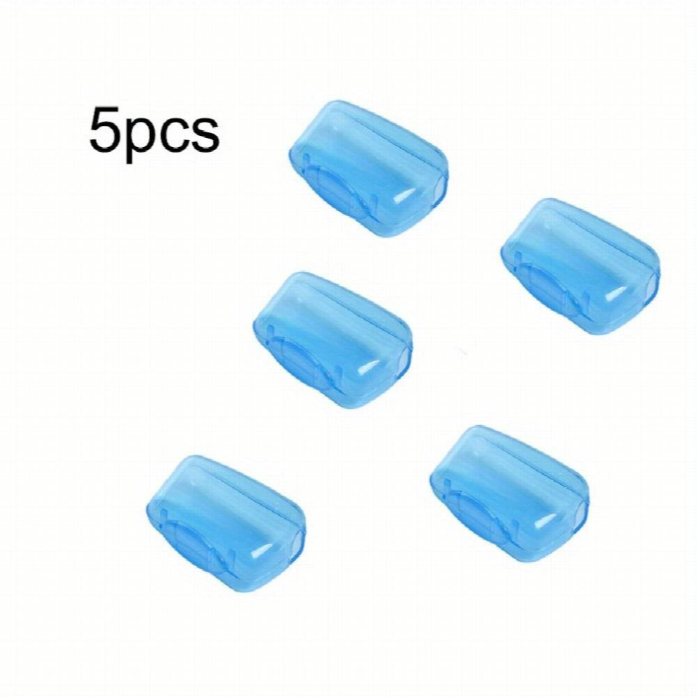Blue 5Pcs Portable Toothbrush Head Cover Set Plastic Toothbrush Protection Cover Home And Travel Toothbrush Protector
