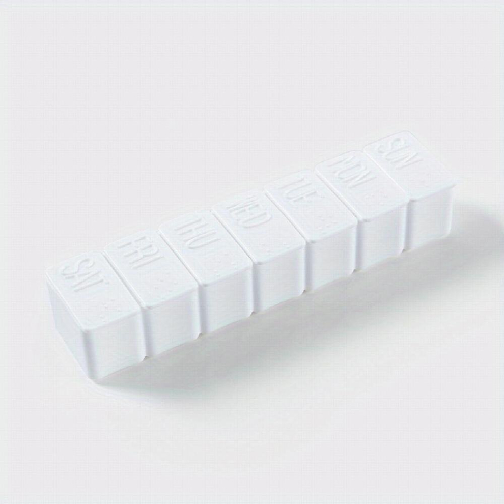 White Portable 7 Grid Medicine Box Plastic Portable Lightweight Subpackage Storage Box Travel Individually Covered Pill Box
