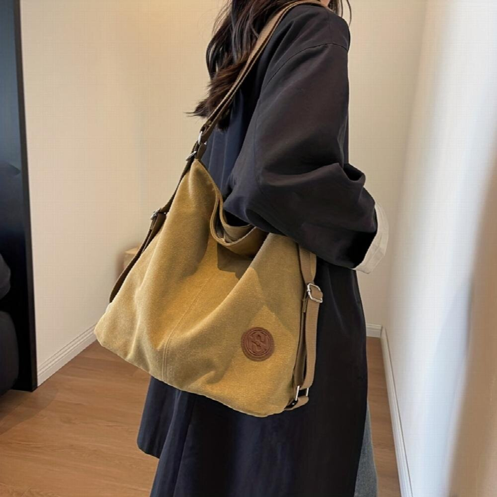 Vintage Canvas Crossbody Bag Retro Large Capacity Tote Bag Grunge Convertible Backpack & Handbag & Shoulder Purse