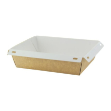 7.9 x 5.5 x 2 in. Laminated Box with Clear Pet Lid, Kraft