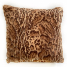 Brown & Beige Jungle Cat Animal Faux Fur Luxury Throw Pillow - 16 x 16 in.