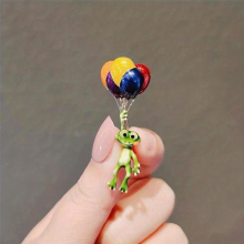 Funny Balloon Frog Brooches 1pc Hat Decorative Buckle Animal Colorful Balloons Brooch Pins Travel Accessories Gift