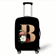 Flower Letters Durable Travel Luggage Cover Elastic Luggage Case Dustproof Protective Cover Foldable Washable Luggage Cover Protection