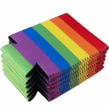 6PCS Rainbow Striped Beer Sleeve Foldable Insulated Cup Cover Colorful Portable Cola Can Cooler