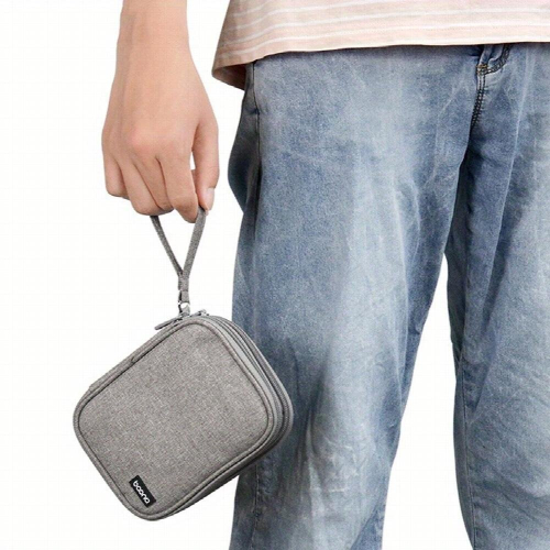 Gray Double layer Hard Disk Storage Bag Data Cable Storage Bag Portable Clutch Organizer