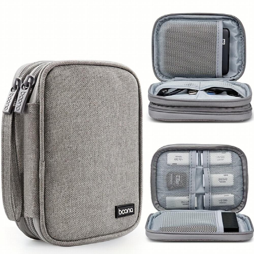 Gray Double layer Hard Disk Storage Bag Data Cable Storage Bag Portable Clutch Organizer 1