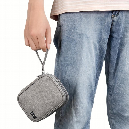 Gray Double layer Hard Disk Storage Bag Data Cable Storage Bag Portable Clutch Organizer 2
