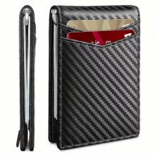 Ultra thin Carbon Fiber American Money Clip Double Fold Edge Short Wallet RFID Mens Money Clip